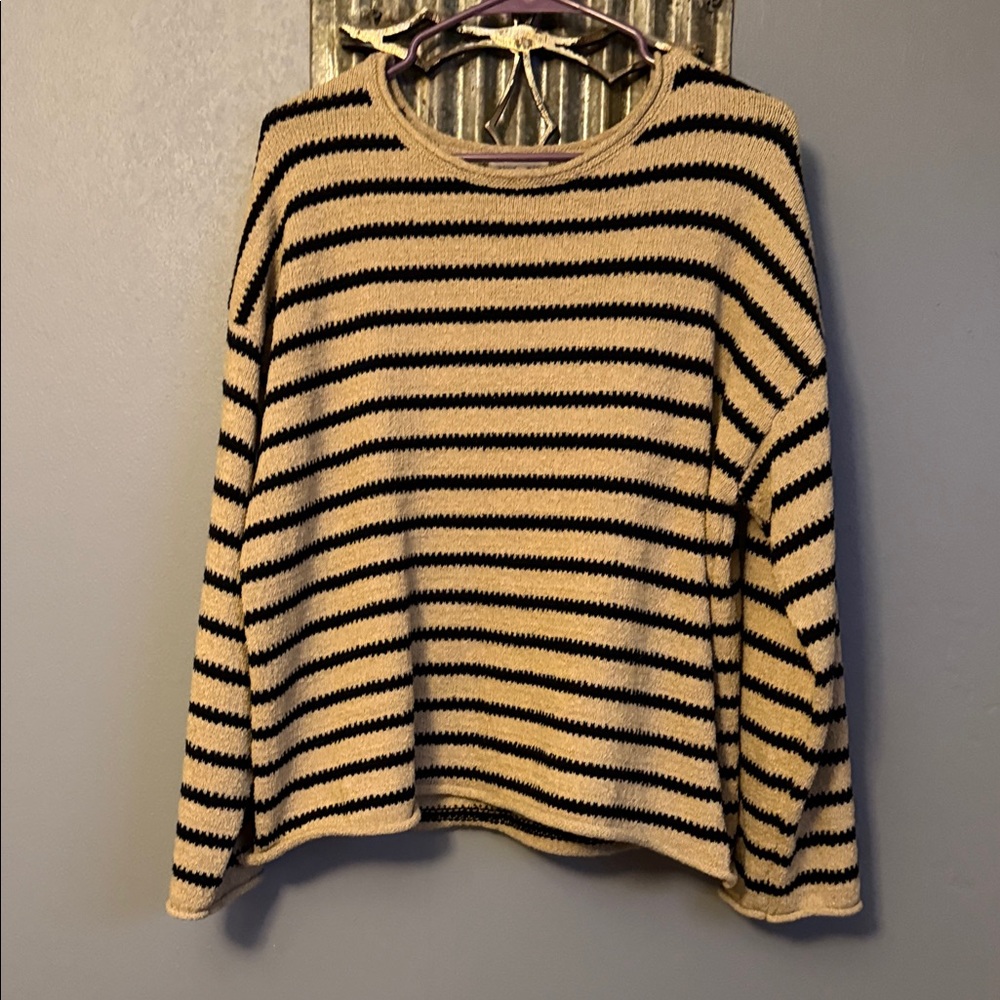 Blu Pepper Black and Tan Striped Sweater